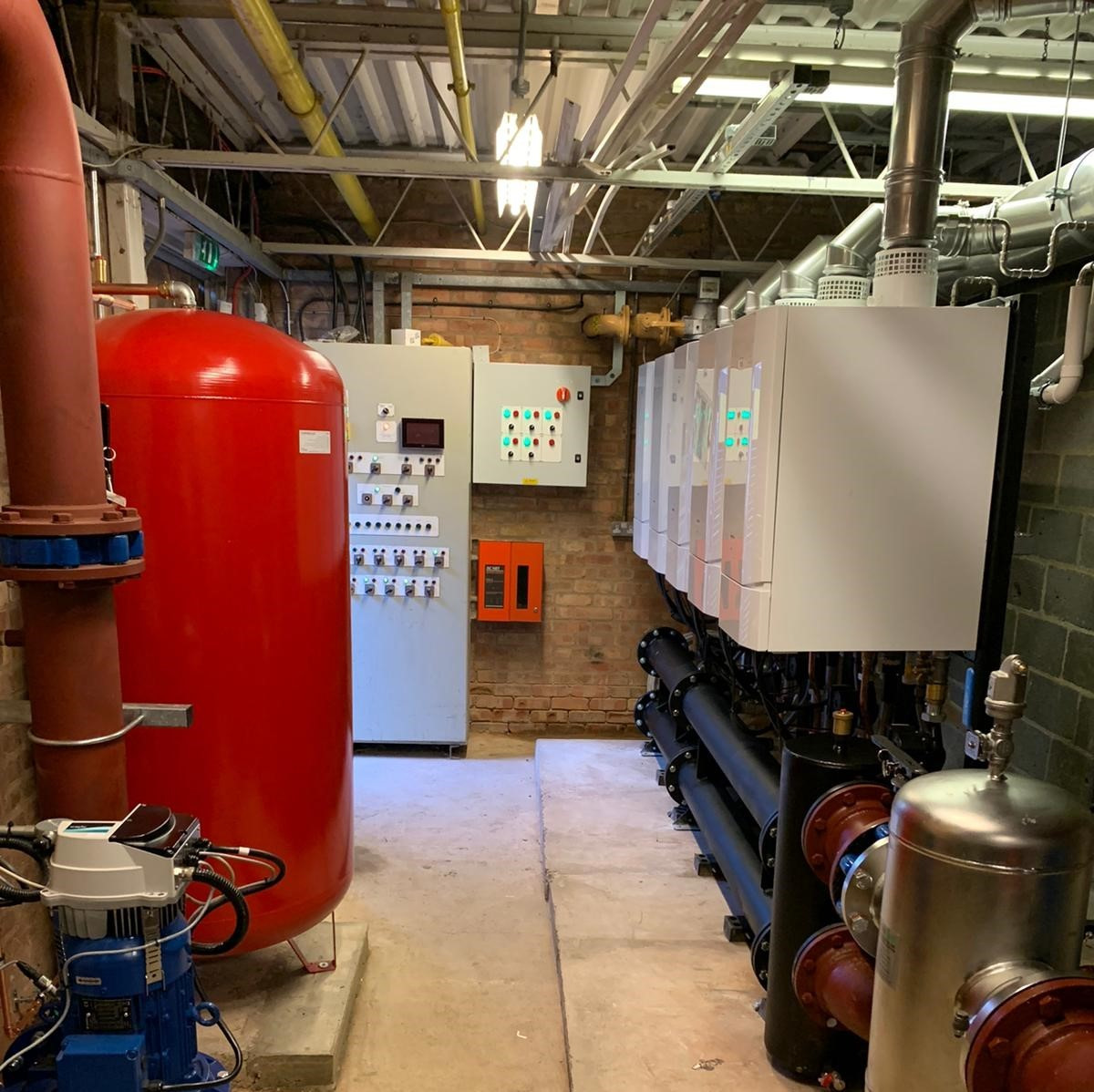 commercial boiler installation in plant room